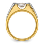 14k Two-Tone 1 carat Lab Grown Diamond VS/SI+ G+ Complete Polished and Satin Men's Ring - Sophia Jewelers
