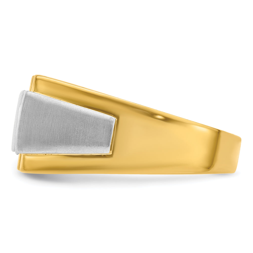 14k Two-Tone Polished and Satin Men's Ring Mounting, Mounting Only - Sophia Jewelers