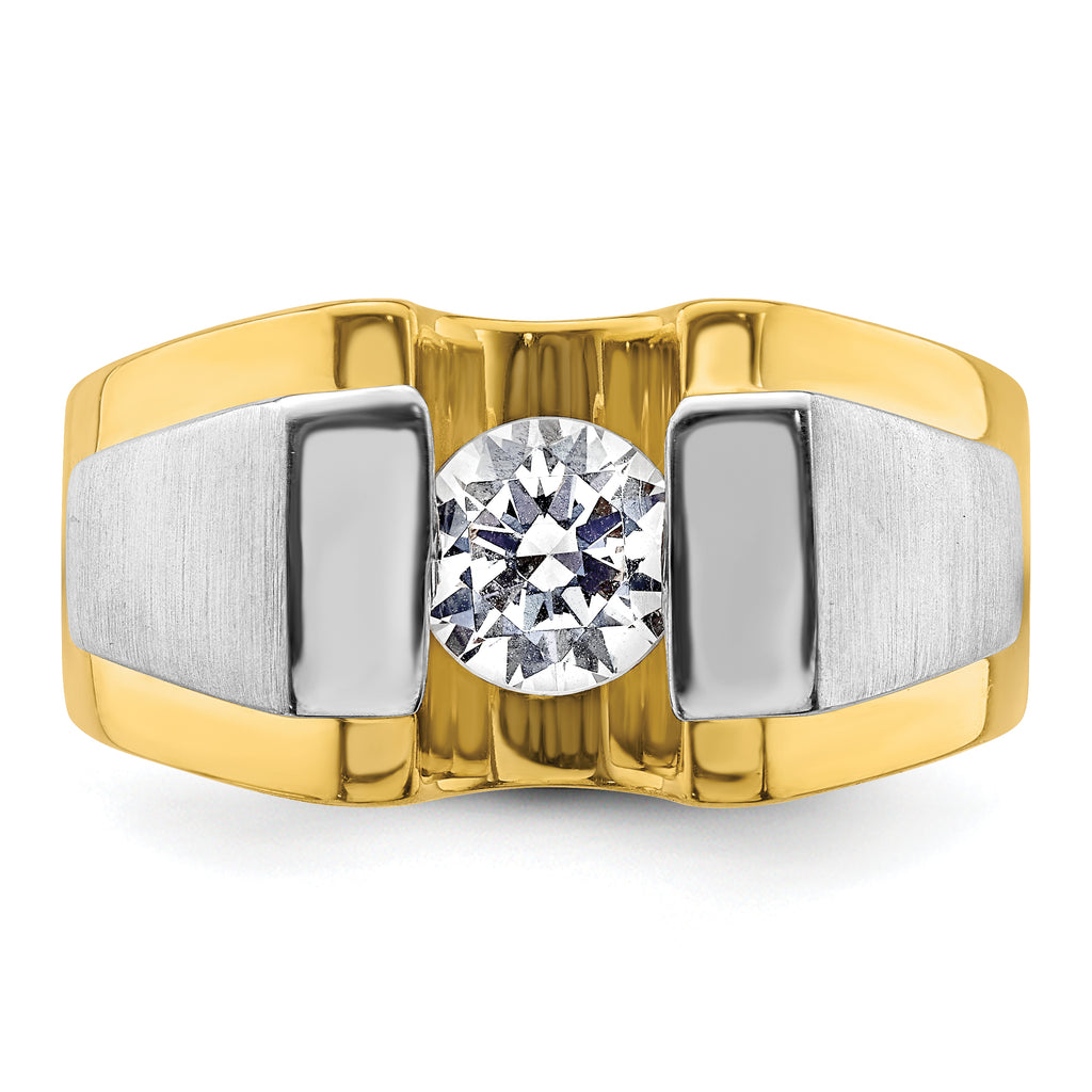 14k Two-Tone Polished and Satin Men's Ring Mounting, Mounting Only - Sophia Jewelers