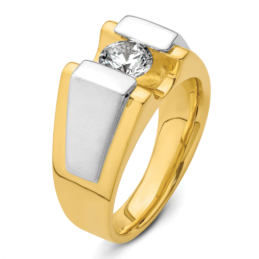14k Two-Tone Polished and Satin Men's Ring Mounting, Mounting Only - Sophia Jewelers