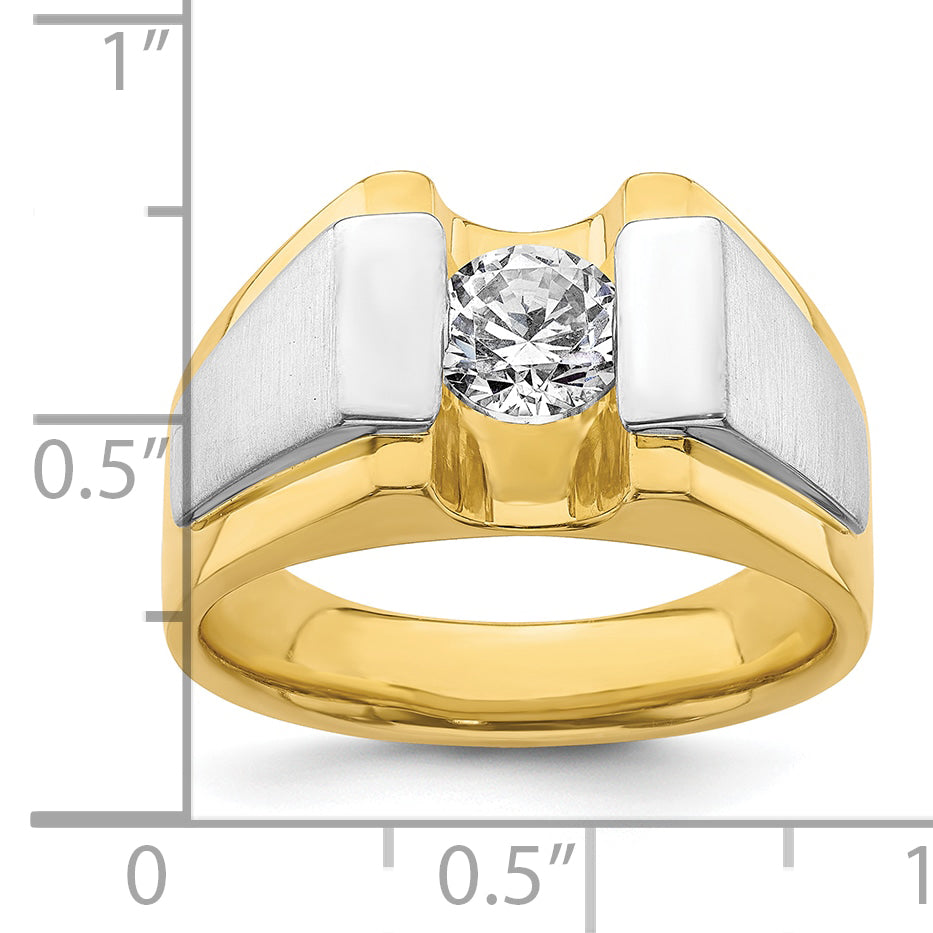 14k Two-Tone Polished and Satin Men's Ring Mounting, Mounting Only - Sophia Jewelers