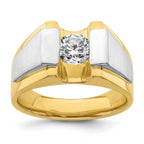 14k Two-Tone 1 carat Lab Grown Diamond VS/SI+ G+ Complete Polished and Satin Men's Ring - Sophia Jewelers