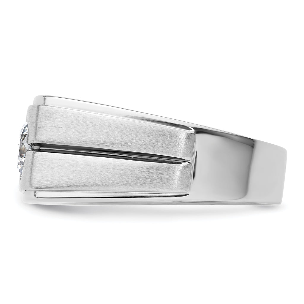 14k White Gold with Black Rhodium 1 carat Lab Grown Diamond VS/SI+ G+ Complete Satin Men's Ring - Sophia Jewelers