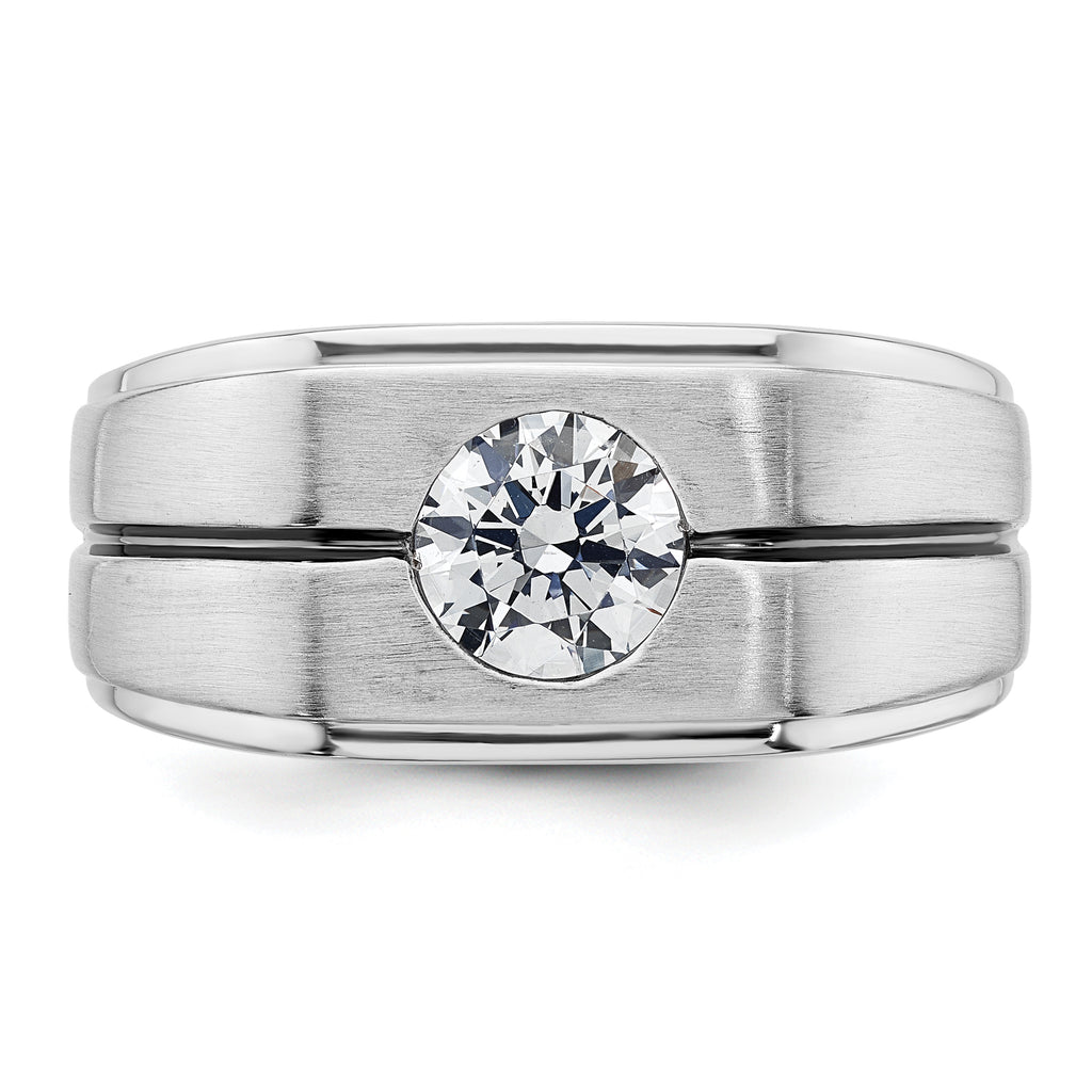 14k White Gold with Black Rhodium Satin Men's Ring Mounting, Mounting Only - Sophia Jewelers