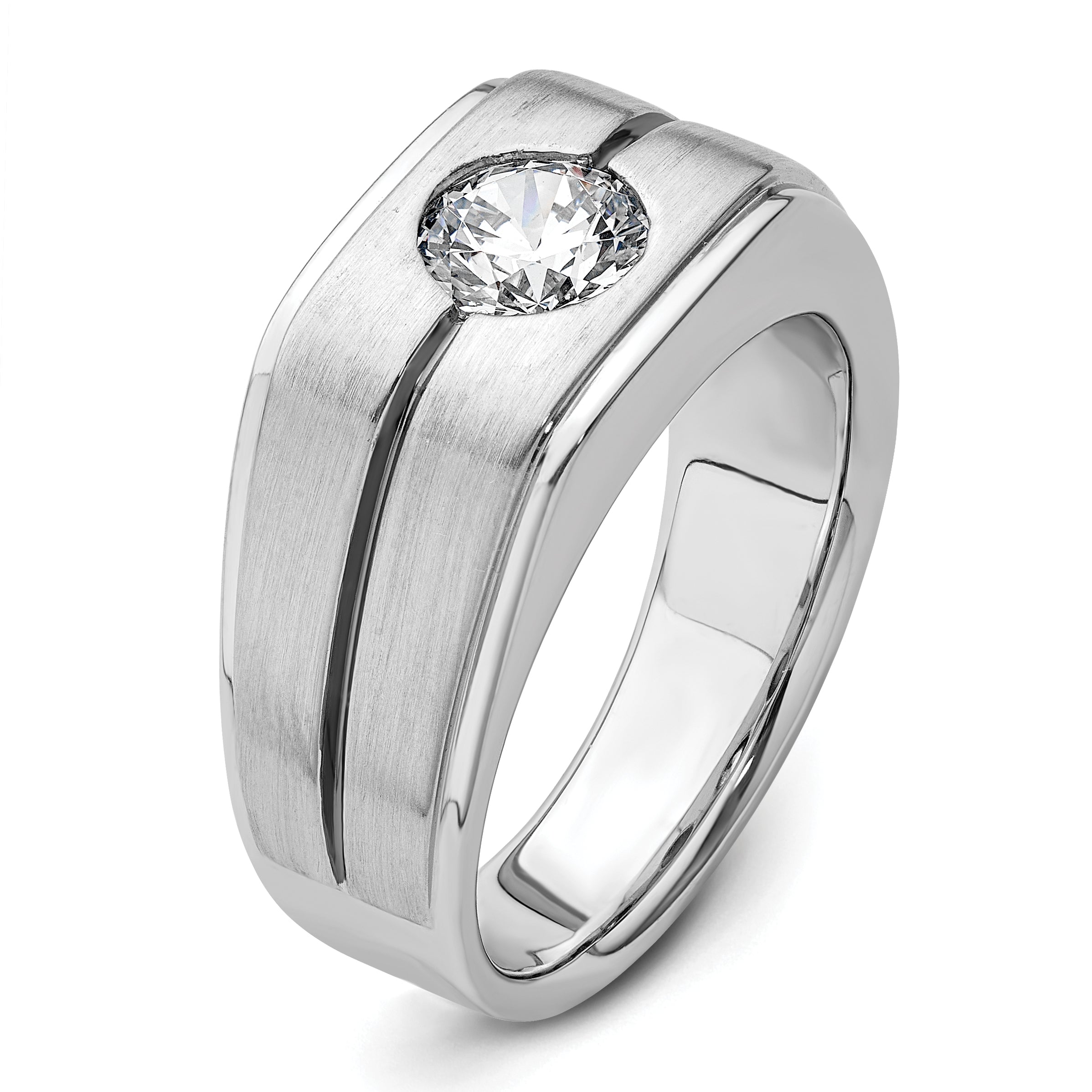 14k White Gold with Black Rhodium Satin Men's Ring Mounting, Mounting Only - Sophia Jewelers