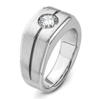 14k White Gold with Black Rhodium 1 carat Lab Grown Diamond VS/SI+ G+ Complete Satin Men's Ring - Sophia Jewelers