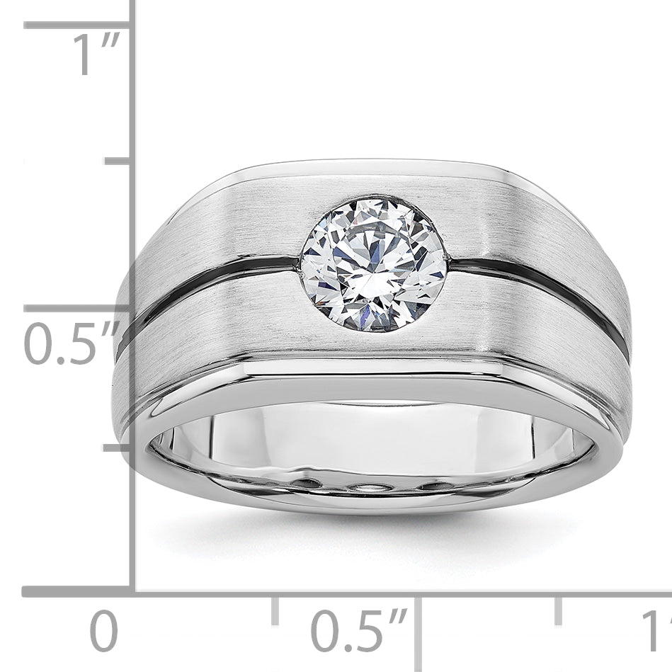 14k White Gold with Black Rhodium Satin Men's Ring Mounting, Mounting Only - Sophia Jewelers