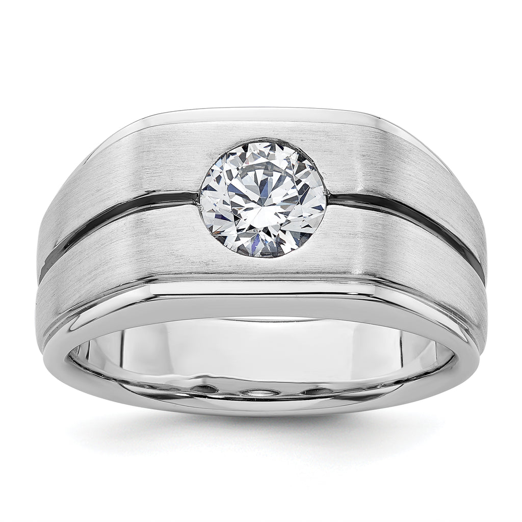 14k White Gold with Black Rhodium Satin Men's Ring Mounting, Mounting Only - Sophia Jewelers