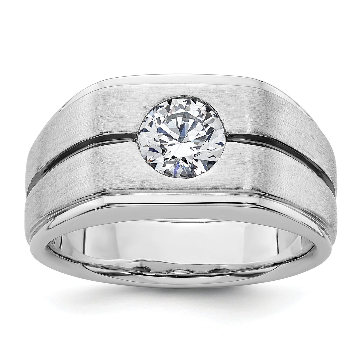 Men's Black Lab-Grown Diamond Ring in 14K White Gold, Satin (1 ct. tw.), Size 10 - Sophia Jewelers Main image