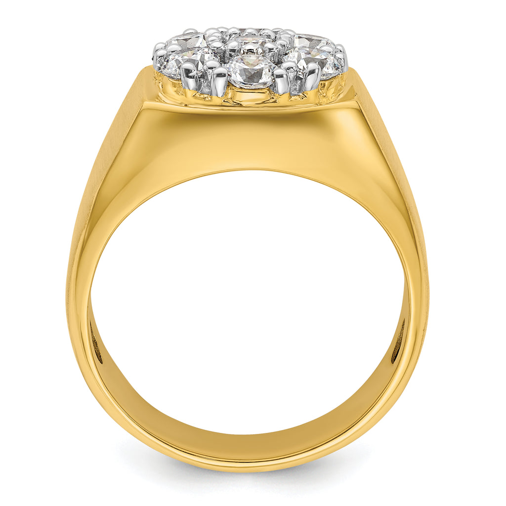 14k Two-Tone 1 3/8 carat Lab Grown Diamond VS/SI+ G+ Complete Men's Cluster Ring
