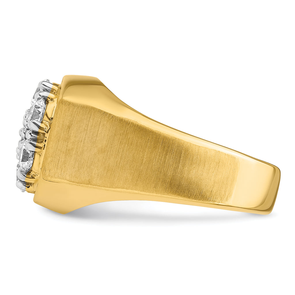 14k Two-Tone 1 3/8 carat Lab Grown Diamond VS/SI+ G+ Complete Men's Cluster Ring
