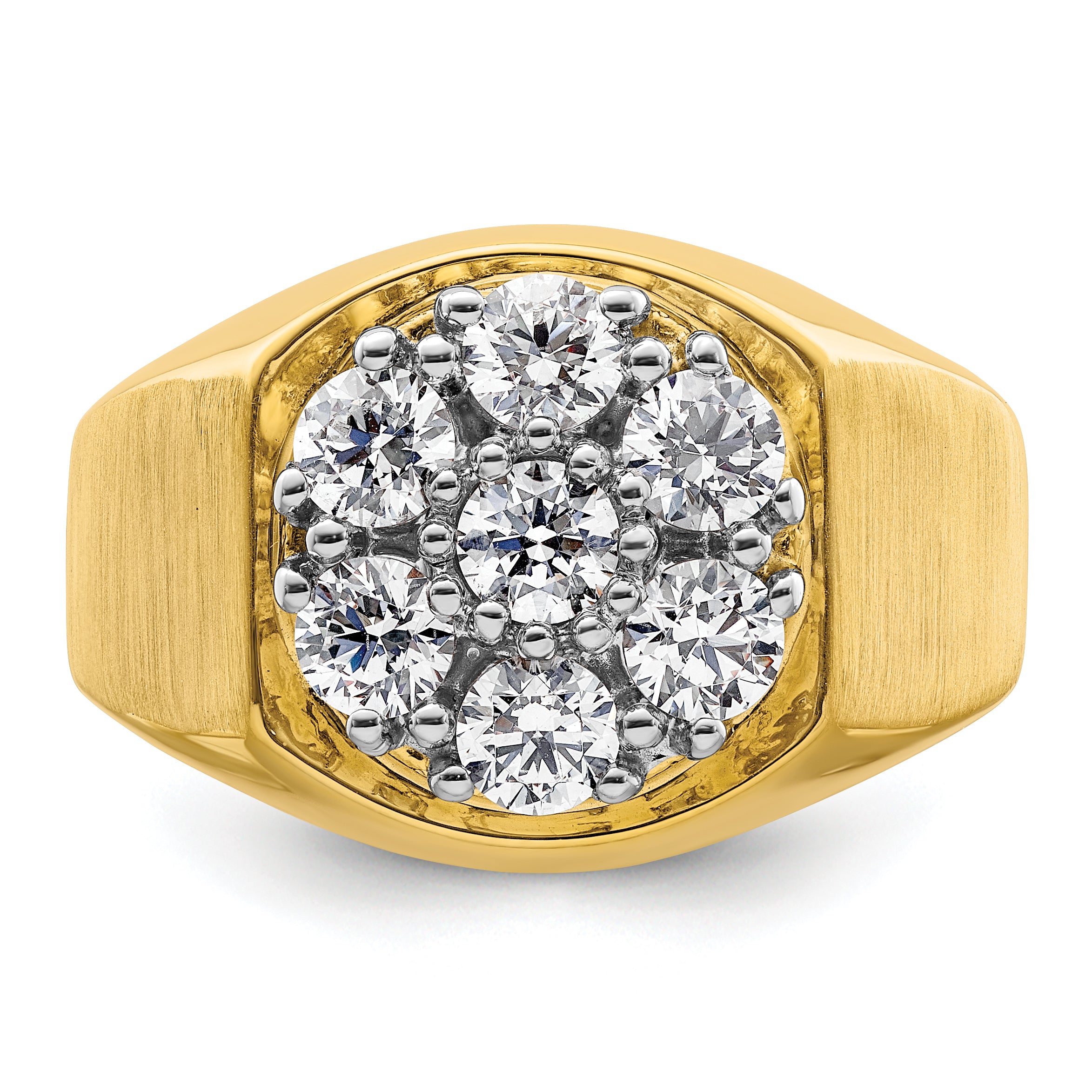 14k Two-Tone 1 3/8 carat Lab Grown Diamond VS/SI+ G+ Complete Men's Cluster Ring