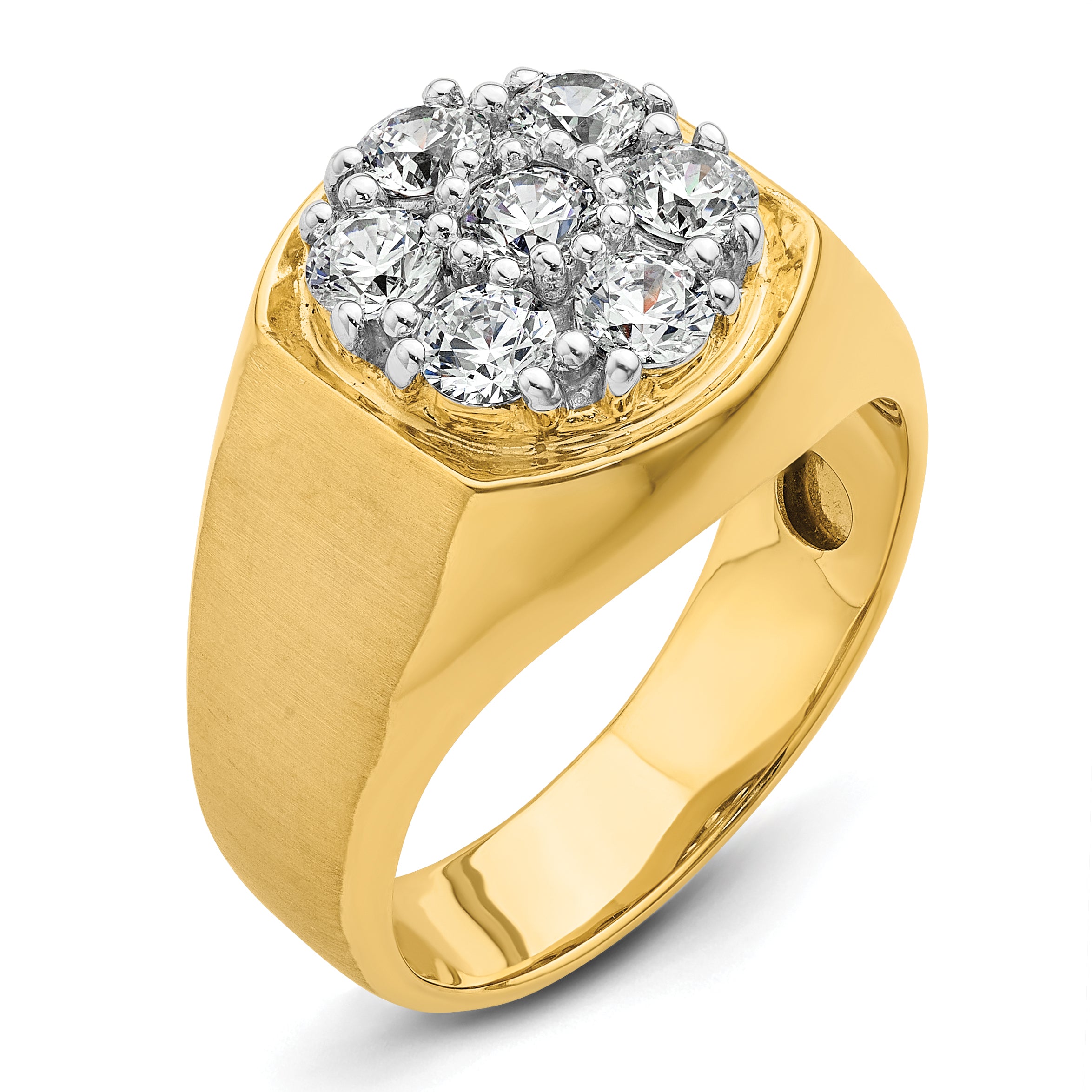 14k Two-Tone 1 3/8 carat Lab Grown Diamond VS/SI+ G+ Complete Men's Cluster Ring