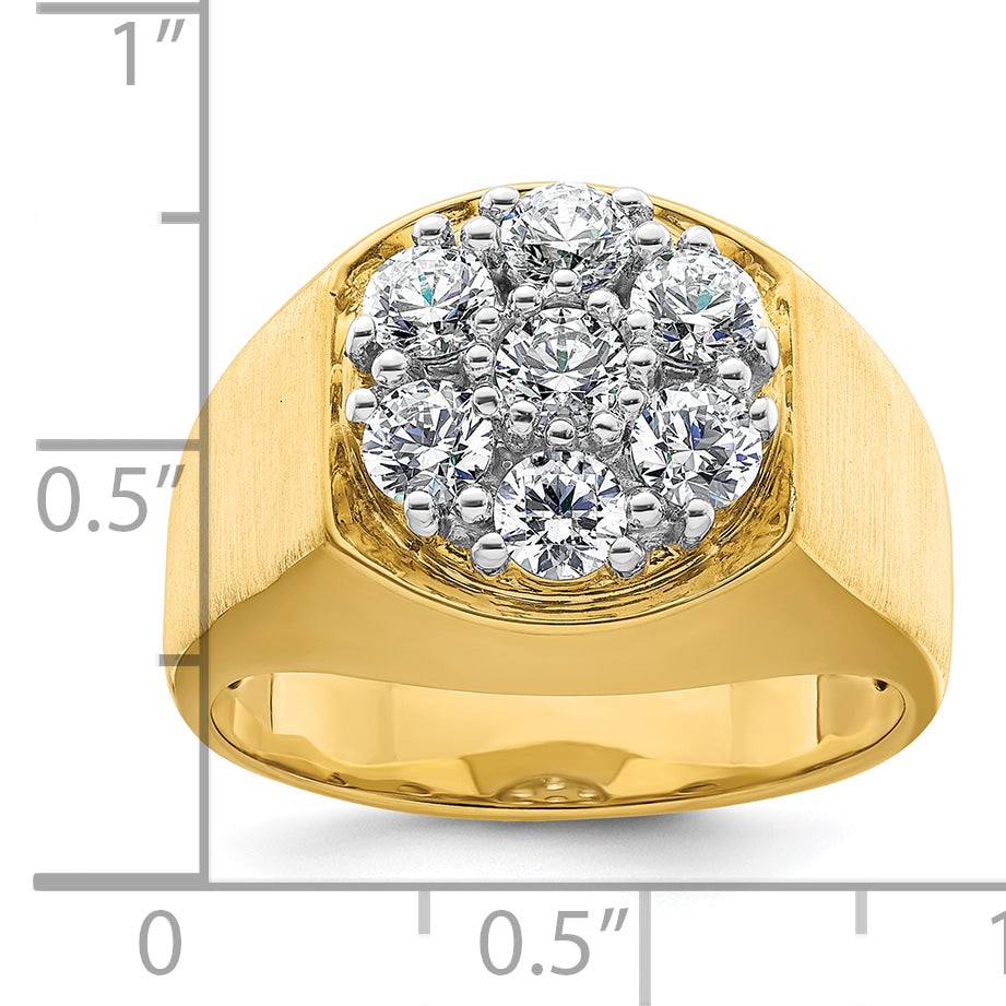 14k Two-Tone 1 3/8 carat Lab Grown Diamond VS/SI+ G+ Complete Men's Cluster Ring