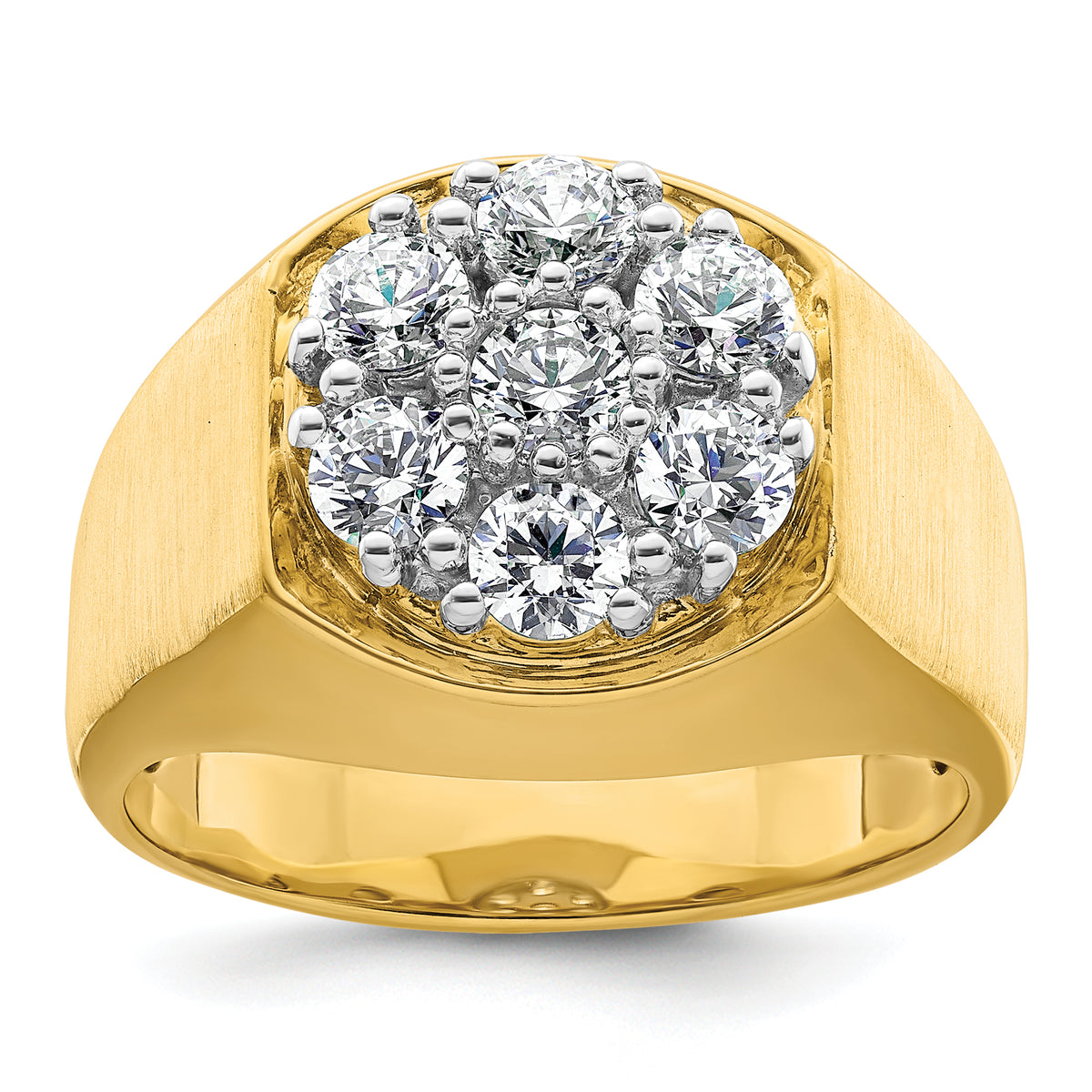 14k Two-Tone 1 3/8 carat Lab Grown Diamond VS/SI+ G+ Complete Men's Cluster Ring