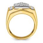 14k Two Tone 1 3/4 carat Lab Grown Diamond VS/SI+ G+ Complete Men's Polished and Satin Cluster Ring