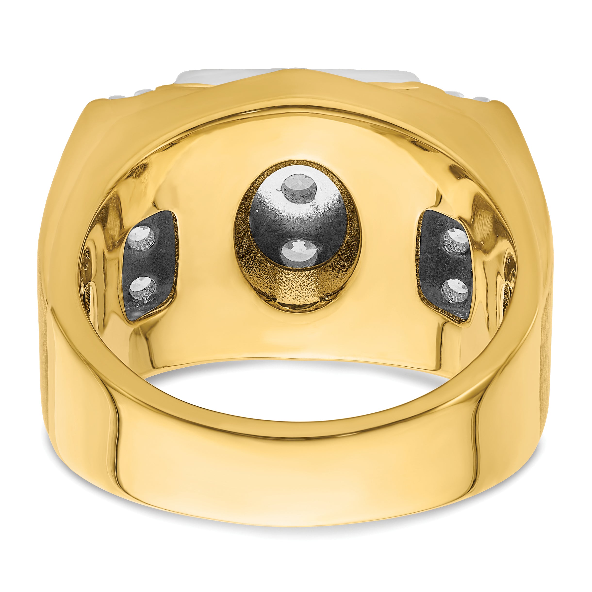 14k Two Tone 1 3/4 carat Lab Grown Diamond VS/SI+ G+ Complete Men's Polished and Satin Cluster Ring