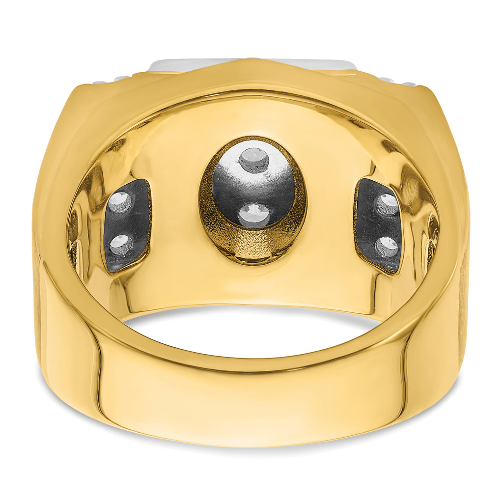 14k Two Tone 1 3/4 carat Lab Grown Diamond VS/SI+ G+ Complete Men's Polished and Satin Cluster Ring