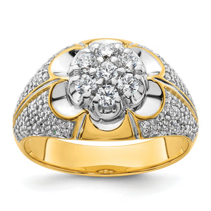 14k Two-Tone 1 1/4 carat Lab Grown Diamond VS/SI+ G+ Complete Men's Cluster Ring
