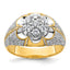 14k Two-Tone 1 1/4 carat Lab Grown Diamond VS/SI+ G+ Complete Men's Cluster Ring