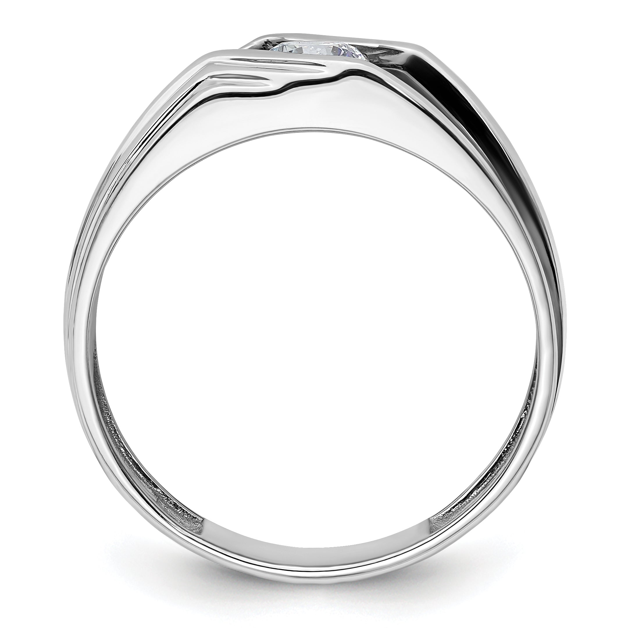 14k White Gold with Black Rhodium 3/8 carat Lab Grown Diamond VS/SI+ G+ Complete Satin Men's Ring Secondary image