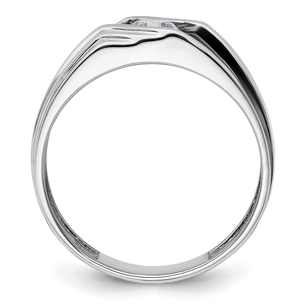 14k White Gold with Black Rhodium 3/8 carat Lab Grown Diamond VS/SI+ G+ Complete Satin Men's Ring