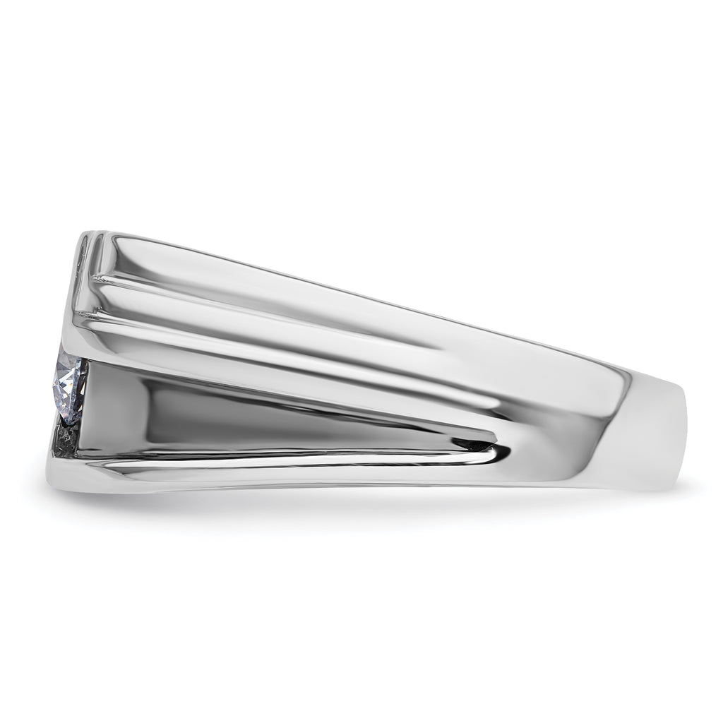 14k White Gold with Black Rhodium 3/8 carat Lab Grown Diamond VS/SI+ G+ Complete Satin Men's Ring