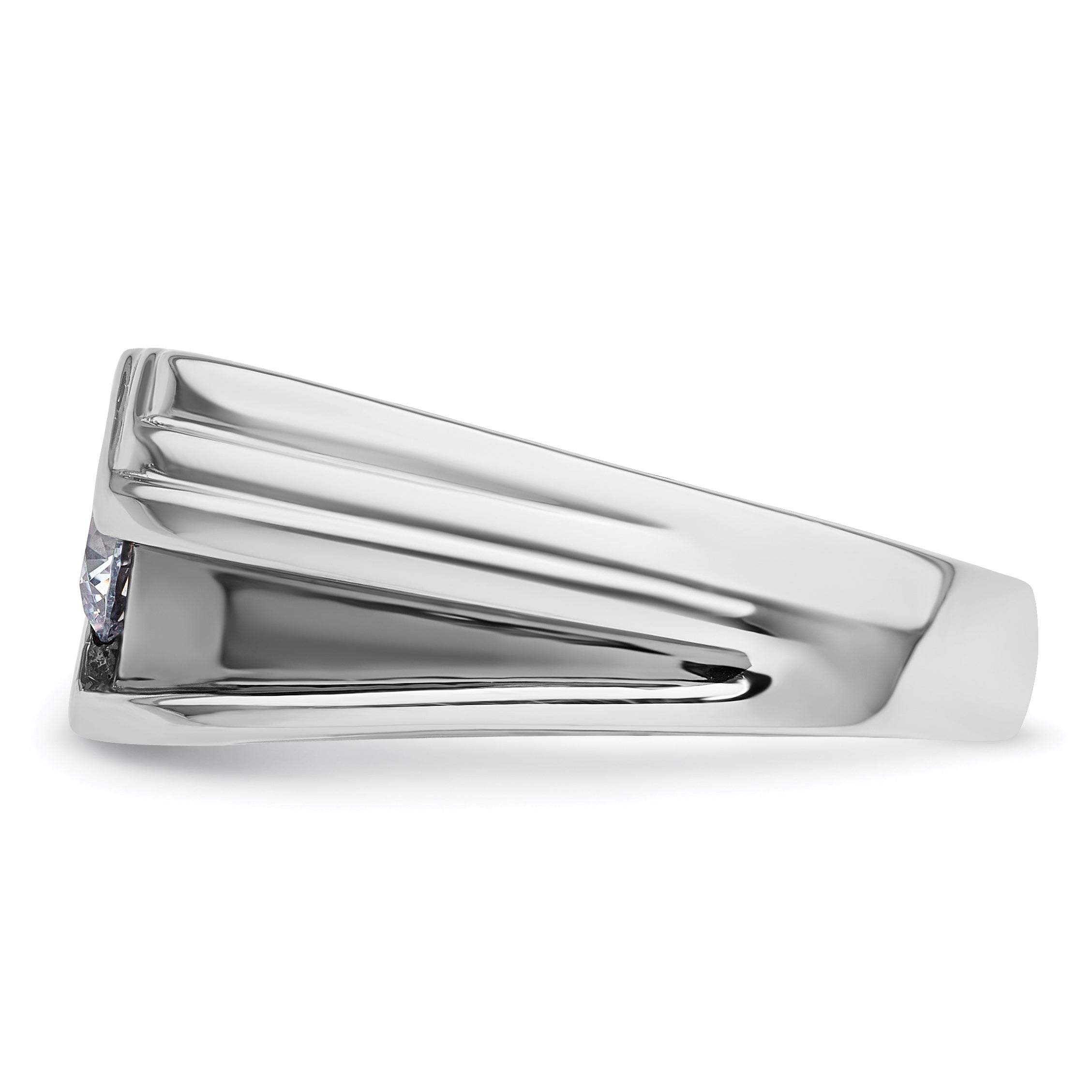 14k White Gold with Black Rhodium 3/8 carat Lab Grown Diamond VS/SI+ G+ Complete Satin Men's Ring