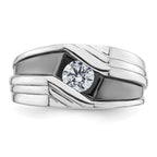 14k White Gold with Black Rhodium 3/8 carat Lab Grown Diamond VS/SI+ G+ Complete Satin Men's Ring