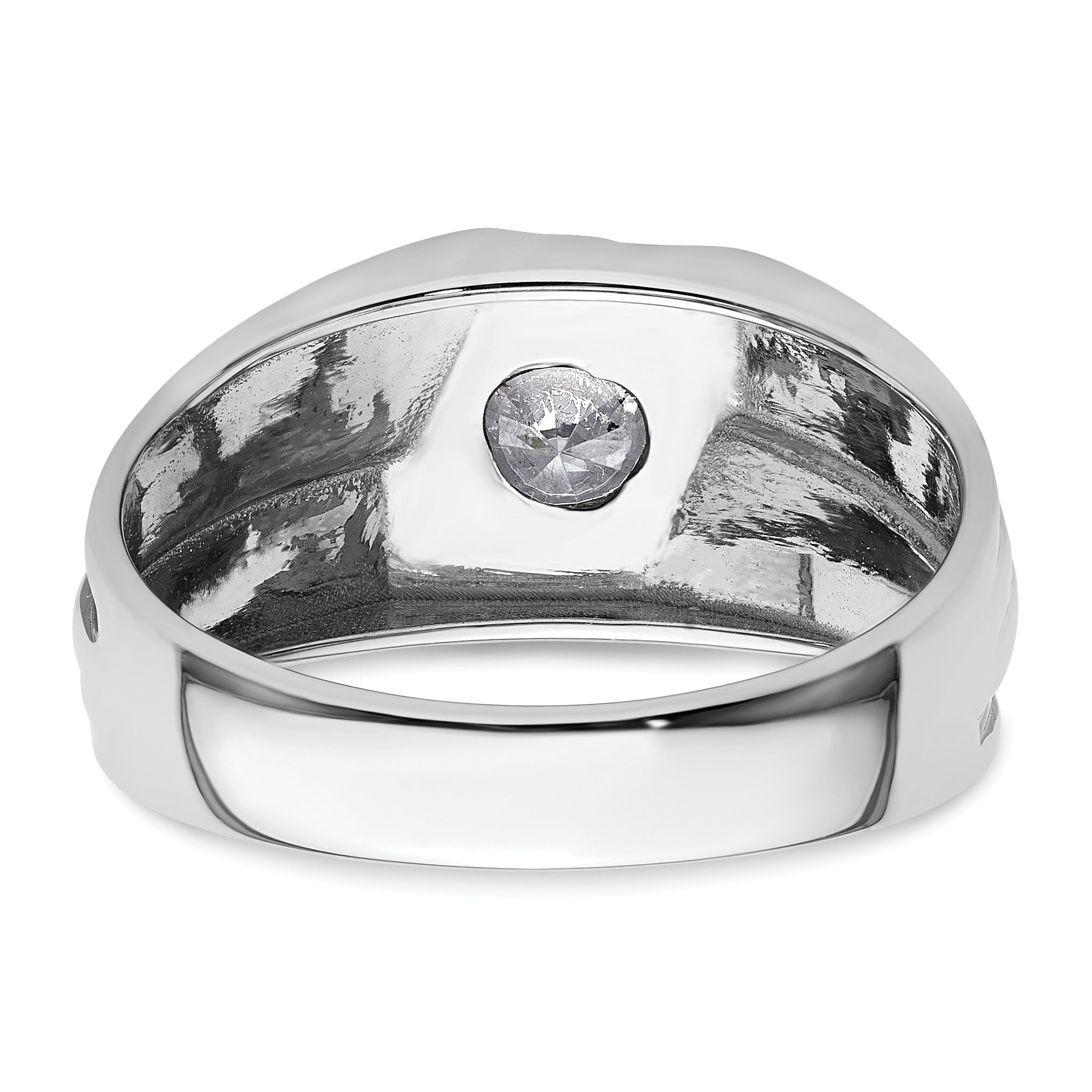 14k White Gold with Black Rhodium 3/8 carat Lab Grown Diamond VS/SI+ G+ Complete Satin Men's Ring