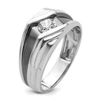 14k White Gold with Black Rhodium 3/8 carat Lab Grown Diamond VS/SI+ G+ Complete Satin Men's Ring