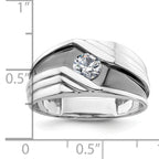 14k White Gold with Black Rhodium 3/8 carat Lab Grown Diamond VS/SI+ G+ Complete Satin Men's Ring