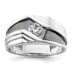 14k White Gold with Black Rhodium 3/8 carat Lab Grown Diamond VS/SI+ G+ Complete Satin Men's Ring