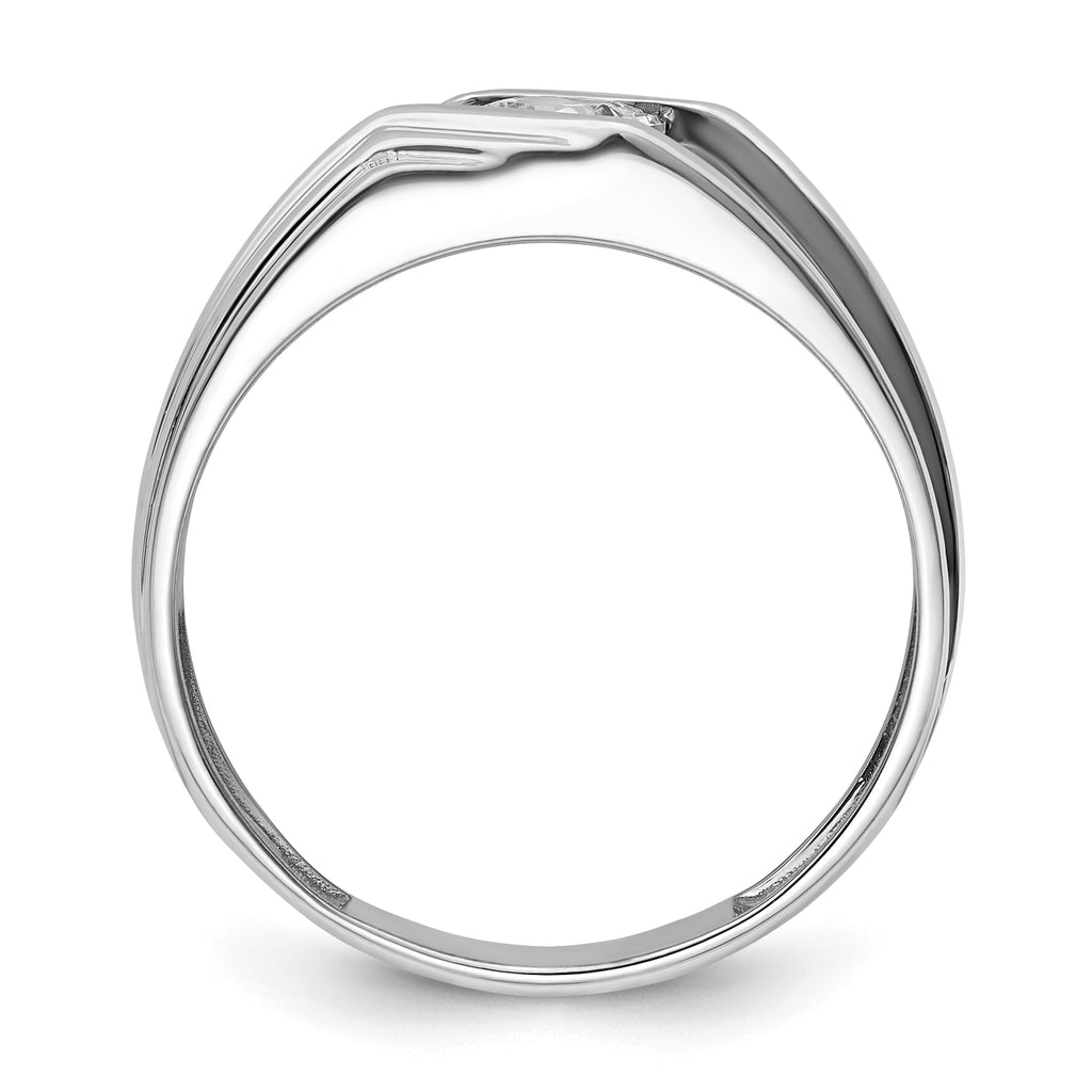 14k White Gold with Black Rhodium 1/2 carat Lab Grown Diamond VS/SI+ G+ Complete Satin Men's Ring
