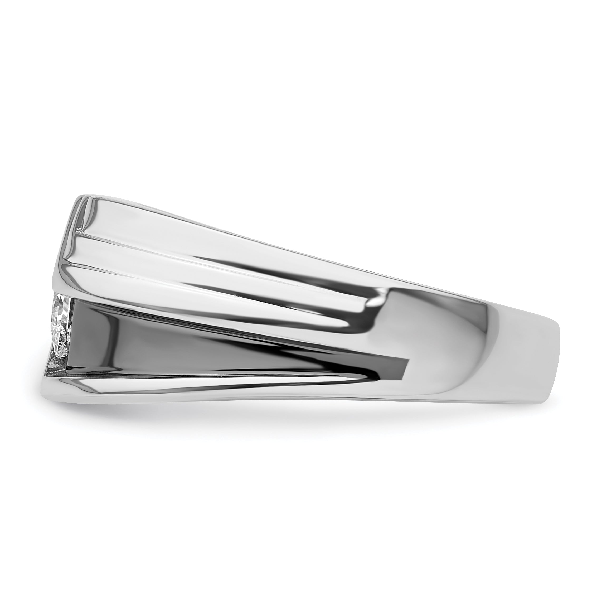 14k White Gold with Black Rhodium 1/2 carat Lab Grown Diamond VS/SI+ G+ Complete Satin Men's Ring