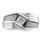 14k White Gold with Black Rhodium 1/2 carat Lab Grown Diamond VS/SI+ G+ Complete Satin Men's Ring