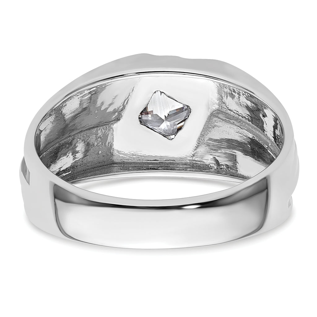 14k White Gold with Black Rhodium 1/2 carat Lab Grown Diamond VS/SI+ G+ Complete Satin Men's Ring