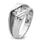 14k White Gold with Black Rhodium 1/2 carat Lab Grown Diamond VS/SI+ G+ Complete Satin Men's Ring