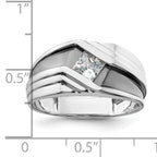 14k White Gold with Black Rhodium 1/2 carat Lab Grown Diamond VS/SI+ G+ Complete Satin Men's Ring