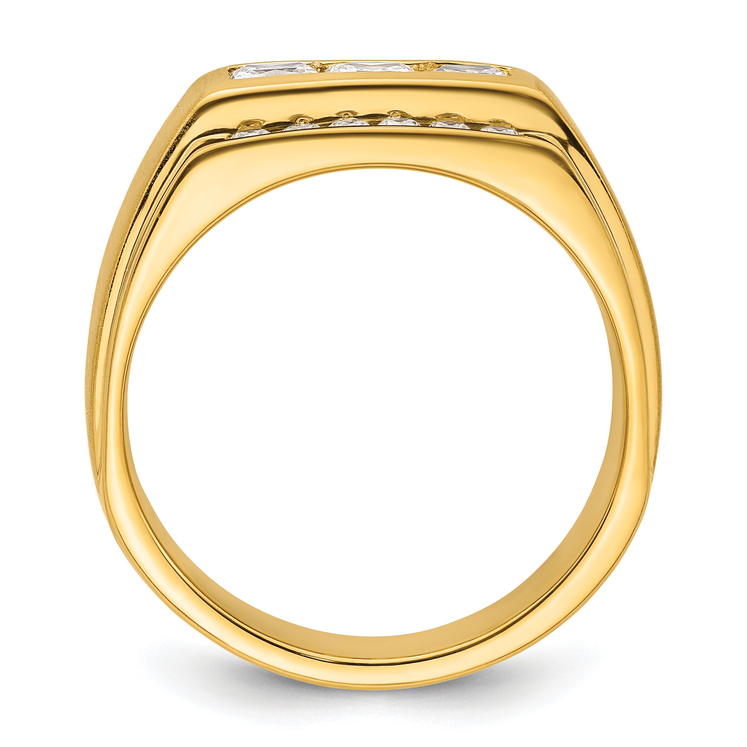 14k 1 1/8 carat Lab Grown Diamond VS/SI+ G+ Complete Polished and Satin Men's Ring