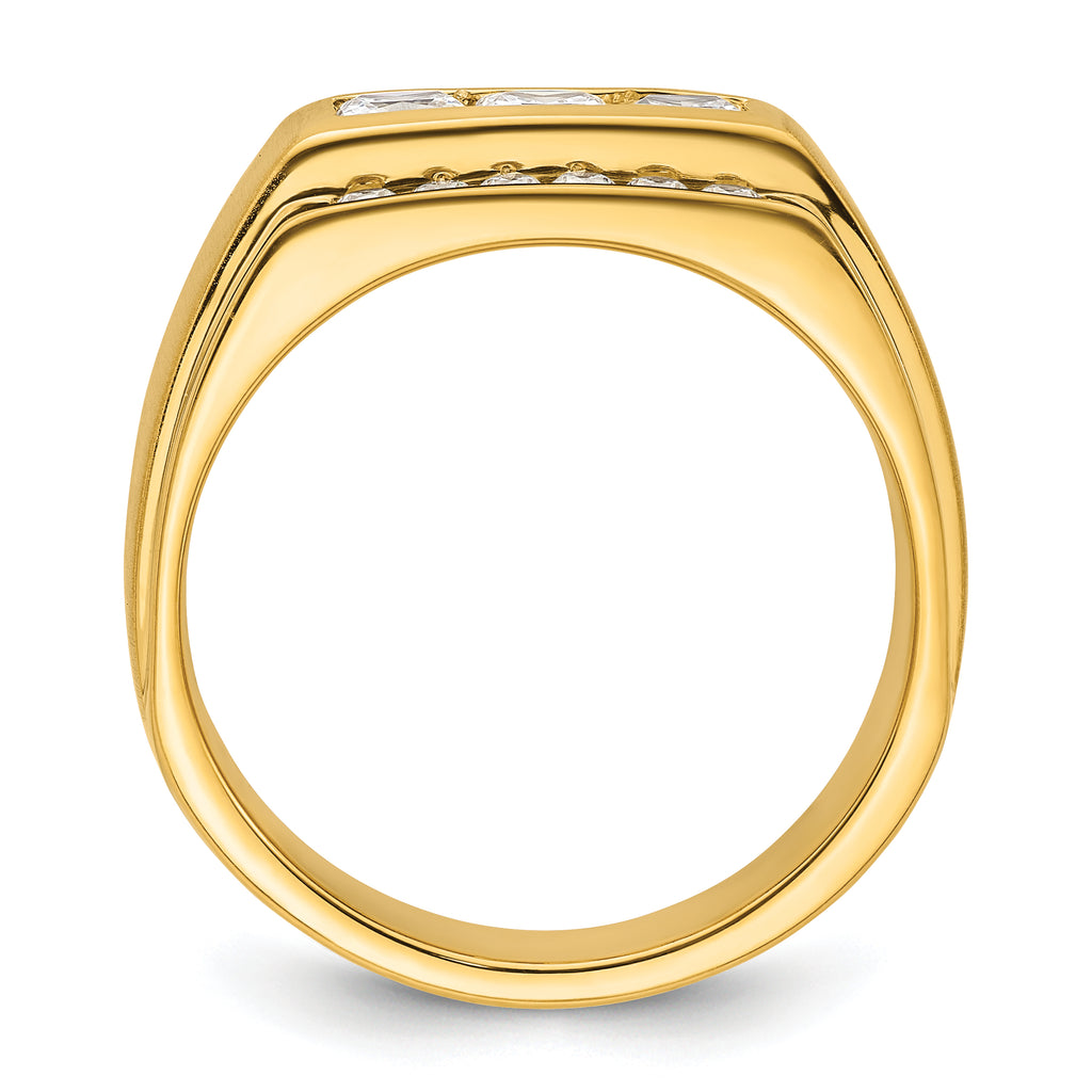 14k 1 1/8 carat Lab Grown Diamond VS/SI+ G+ Complete Polished and Satin Men's Ring