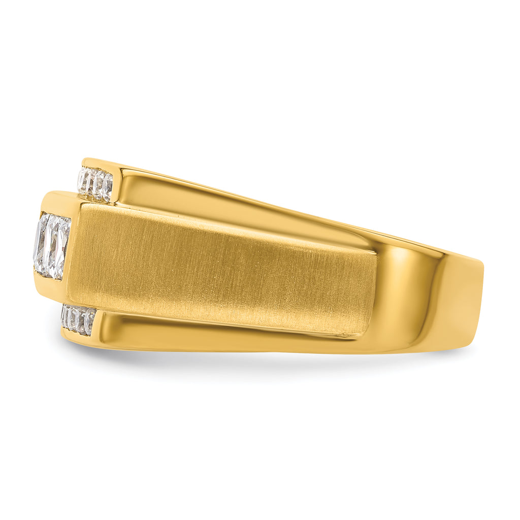 14k 1 1/8 carat Lab Grown Diamond VS/SI+ G+ Complete Polished and Satin Men's Ring