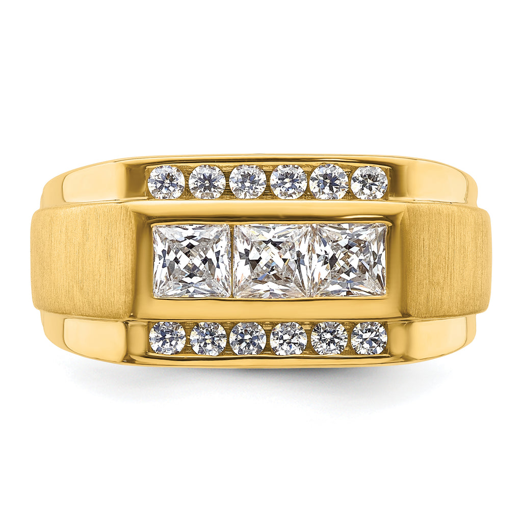 14k 1 1/8 carat Lab Grown Diamond VS/SI+ G+ Complete Polished and Satin Men's Ring