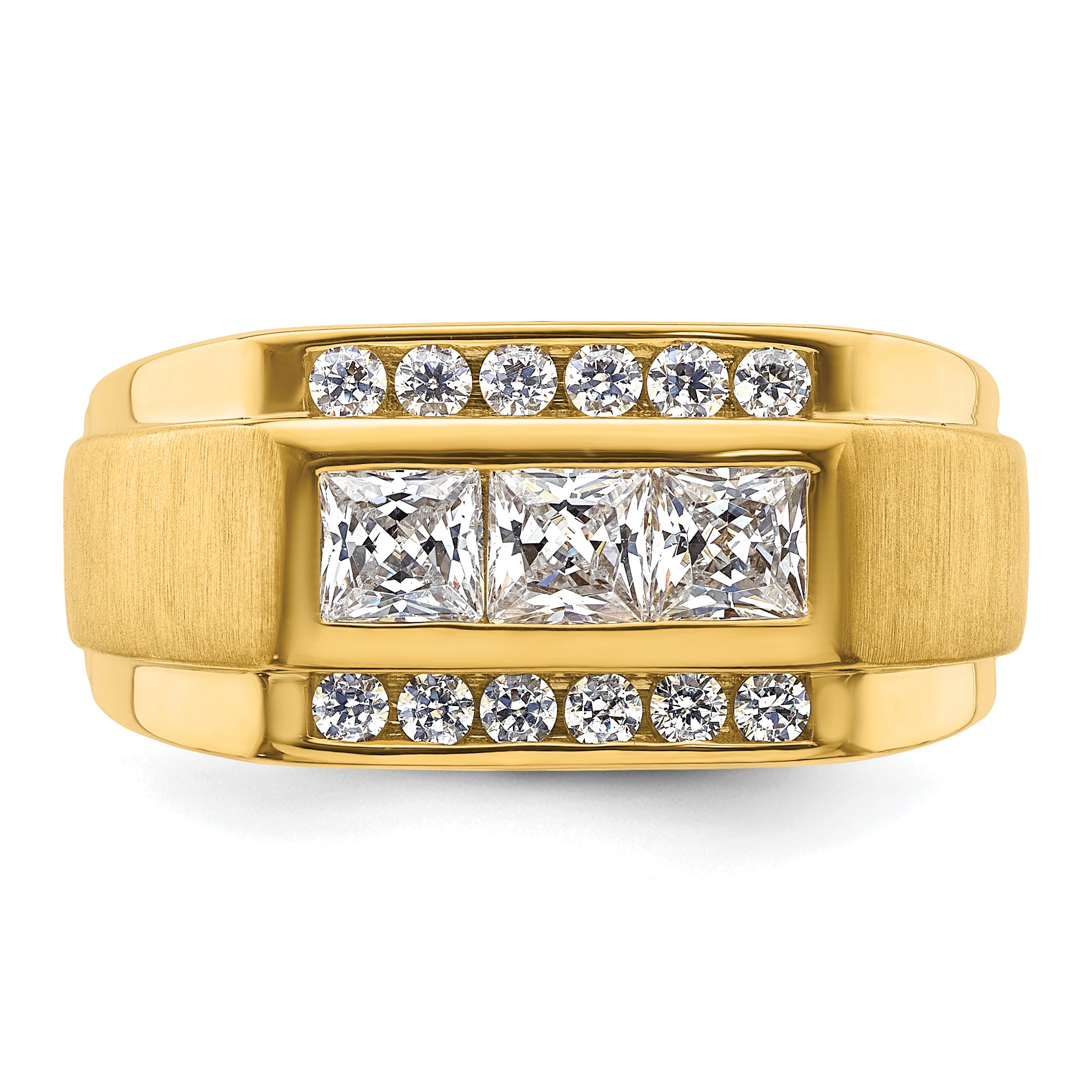 14k 1 1/8 carat Lab Grown Diamond VS/SI+ G+ Complete Polished and Satin Men's Ring