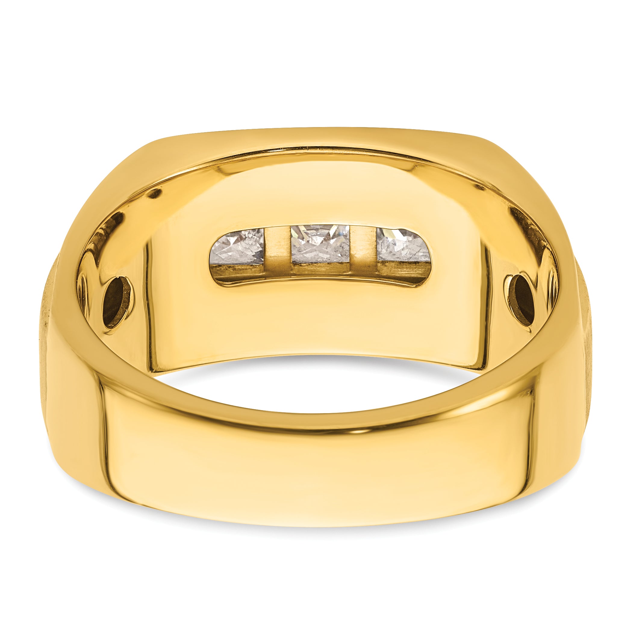 14k 1 1/8 carat Lab Grown Diamond VS/SI+ G+ Complete Polished and Satin Men's Ring