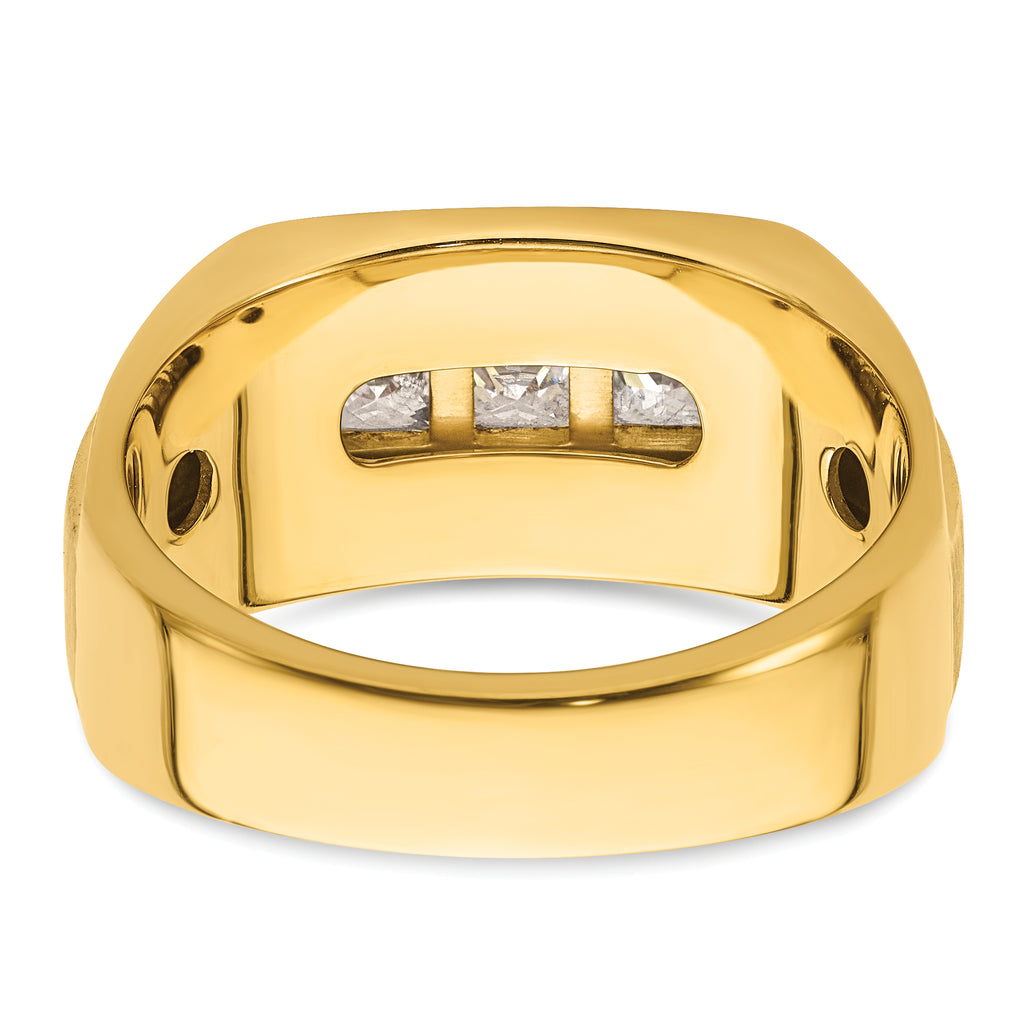 14k 1 1/8 carat Lab Grown Diamond VS/SI+ G+ Complete Polished and Satin Men's Ring