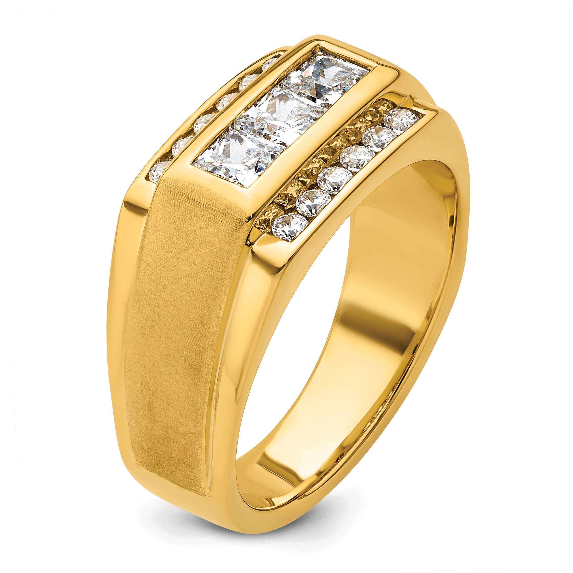 14k 1 1/8 carat Lab Grown Diamond VS/SI+ G+ Complete Polished and Satin Men's Ring