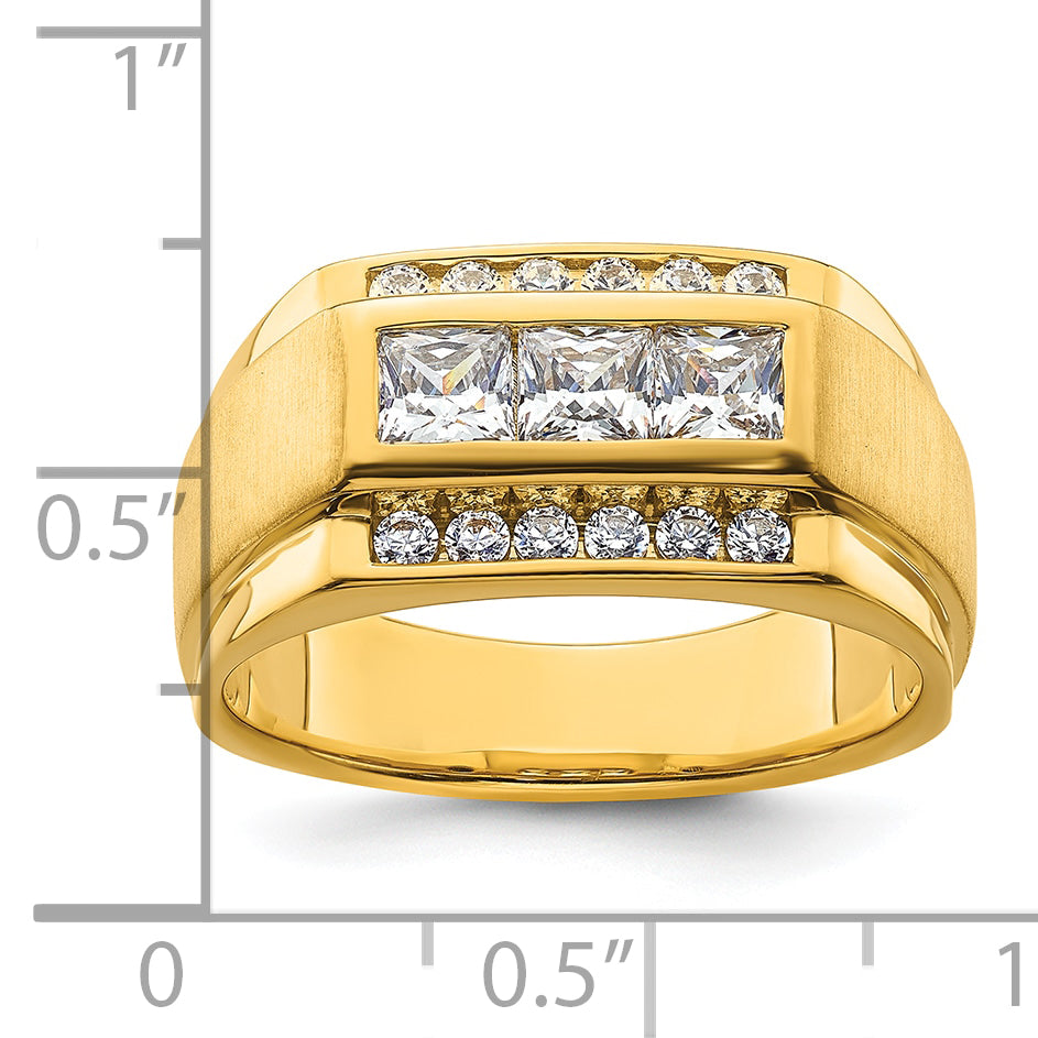 14k 1 1/8 carat Lab Grown Diamond VS/SI+ G+ Complete Polished and Satin Men's Ring