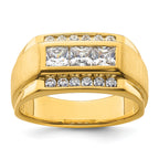 14k 1 1/8 carat Lab Grown Diamond VS/SI+ G+ Complete Polished and Satin Men's Ring