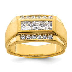 14k 1 1/8 carat Lab Grown Diamond VS/SI+ G+ Complete Polished and Satin Men's Ring